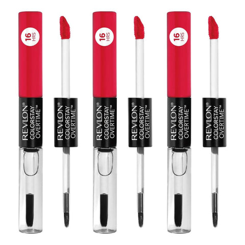 3 x Revlon Colorstay Overtime Dual Ended Lipcolor - 040 Forever Scarlet
