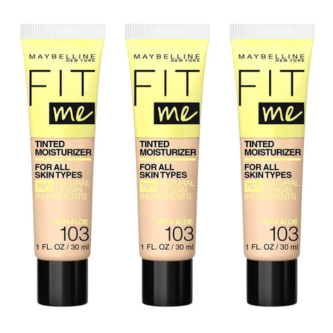 3 x Maybelline Fit Me Tinted Moisturiser With Aloe 30ml - 103