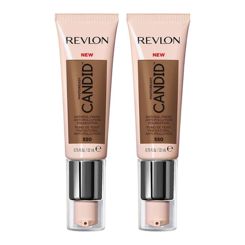 2 x Revlon Photoready Candid Natural Finish Foundation 22ml - 550 Mocha