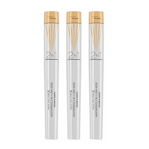 3 x Max Factor Masterpiece 2 in 1 Lash Wow Volume & Length Mascara 7ml - Black
