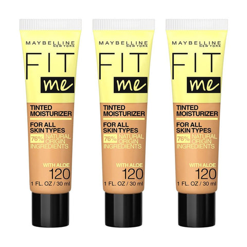 3 x Maybelline Fit Me Tinted Moisturiser With Aloe 30ml - 120