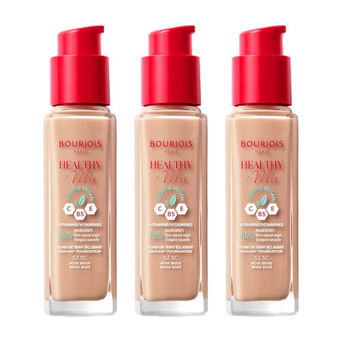 3 x Bourjois Healthy Mix Clean and Vegan Foundation 30ml - 52.5C Rose Beige
