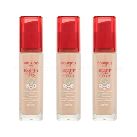 3 x Bourjois Healthy Mix Clean and Vegan Foundation 30ml - 50C Rose Ivory