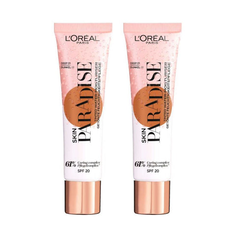 2 x L'Oreal Paris Skin Paradise Tinted Water Moisturiser Spf 20 30ml - 01 Deep