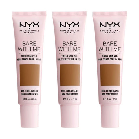 3 x NYX Professional Makeup Bare With Me Tinted Skin Veil 27ml - 07 Cinnamon Mahogany