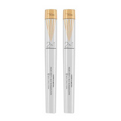 2 x Max Factor Masterpiece 2 in 1 Lash Wow Volume & Length Mascara 7ml - Black