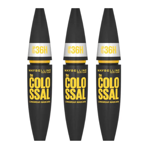 3 x Maybelline The Colossal Longwear Mascara 36HR 10.7ml - 01 Black