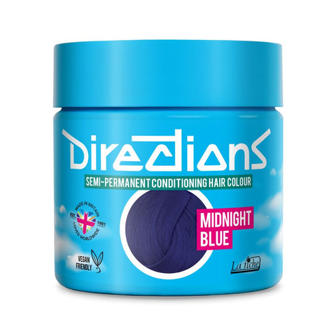 2 x La Riche Directions Semi-Permanent Hair Color 100ml Tubs - Midnight Blue