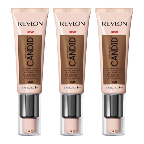 3 x Revlon Photoready Candid Natural Finish Foundation 22ml - 550 Mocha