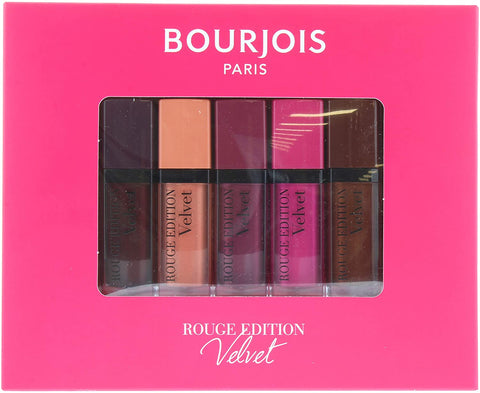 2 x Bourjois Paris Rouge Edition Velvet Lipstick 7.7ml - 5 Piece Box Set