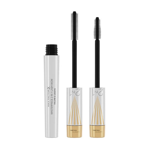2 x Max Factor Masterpiece 2 in 1 Lash Wow Volume & Length Mascara 7ml - Black