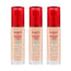 3 x Bourjois Healthy Mix Clean and Vegan Foundation 30ml - 51.5C Rose Vanilla