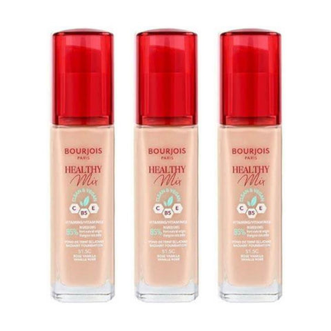 3 x Bourjois Healthy Mix Clean and Vegan Foundation 30ml - 51.5C Rose Vanilla