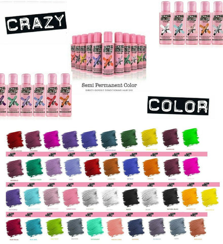 Crazy Color Semi Permanent Hair Dye 100ml - Choose From 41 Shades