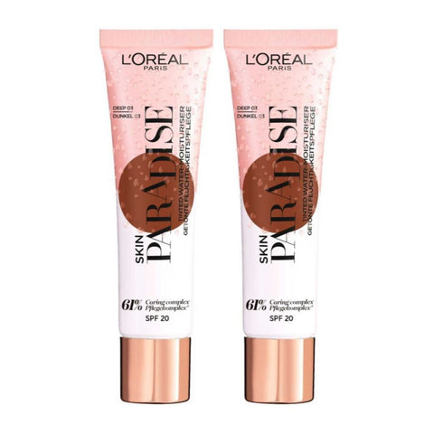 2 x L'Oreal Paris Skin Paradise Tinted Water Moisturiser Spf 20 30ml - 03 Deep