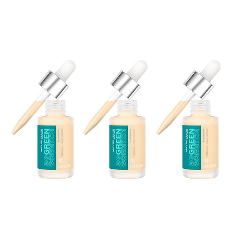 3 x Maybelline Green Edition Superdrop Tinted Oil Foundation 20ml - Shade 10