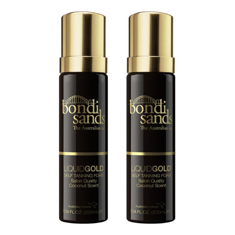 2 x Bondi Sands Liquid Gold Self Tanning Foam Salon Quality Coconut Scent 200ml
