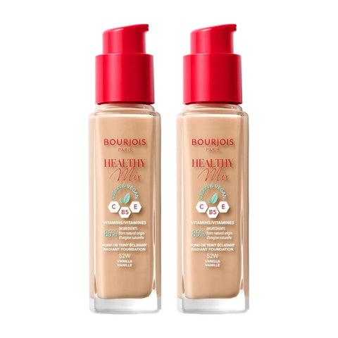 2 x Bourjois Healthy Mix Clean and Vegan Foundation 30ml - 52W Vanilla