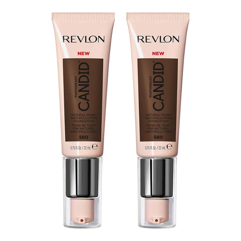 2 x Revlon Photoready Candid Natural Finish Foundation 22ml - 560 Espresso