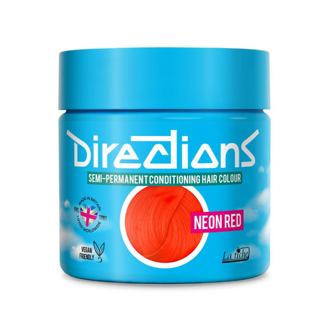 2 x La Riche Directions Semi-Permanent Hair Color 100ml Tubs - Neon Red