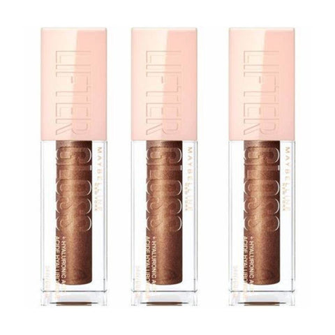 3 x Maybelline New York Lifter Plumping Hydrating Lip Gloss + Hyaluronic Acid - 010 Crystal 5.4ml