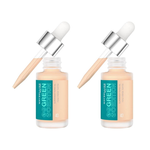 2 x Maybelline Green Edition Superdrop Tinted Oil Foundation 20ml - Shade 40