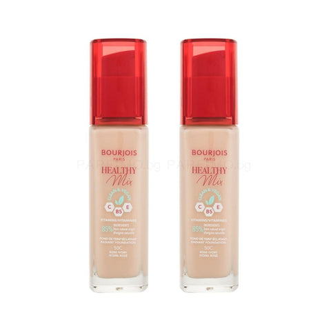 2 x Bourjois Healthy Mix Clean and Vegan Foundation 30ml - 50C Rose Ivory