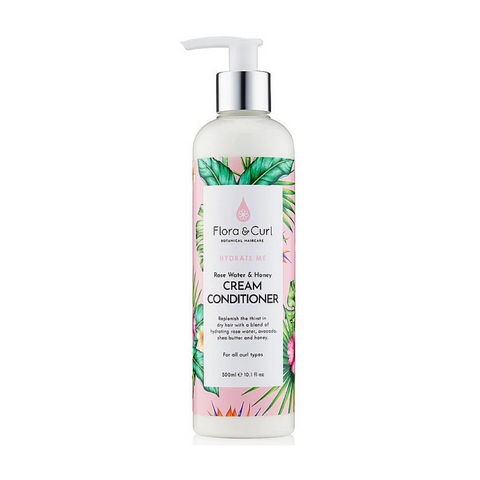 Flora & Curl Hydrate Me Rose Water & Honey Cream Conditioner 300ml - For All Curl Types