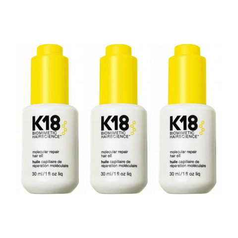 3 x K18 Biomimetic Hairscience Molecular Repair Hair Oil 30ml