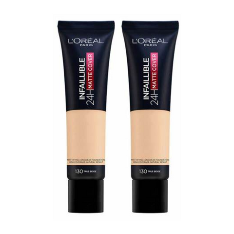 2 x New L'Oreal Infallible 24H Matte Cover Foundation 30ml - 130 True Beige