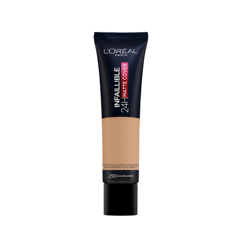 2 x New L'Oreal Infallible 24H Matte Cover Foundation 30ml - 290 Golden Amber