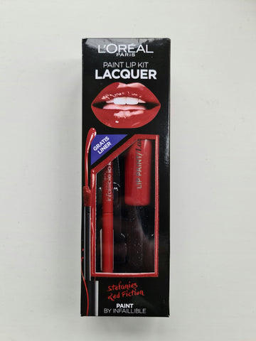 L'Oreal Paris Lacquer Lip Paint Kit - Red Fiction