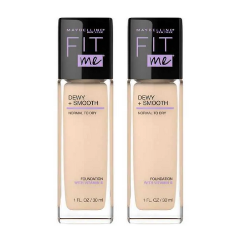 2 x Maybelline Fit Me Dewy + Smooth Foundation 30ml - Various Shades