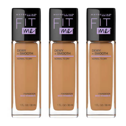 3 x Maybelline Fit Me Dewy + Smooth Foundation 30ml - 330 Toffee