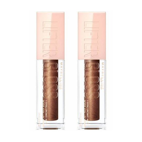 2 x Maybelline New York Lifter Plumping Hydrating Lip Gloss + Hyaluronic Acid - 010 Crystal 5.4ml