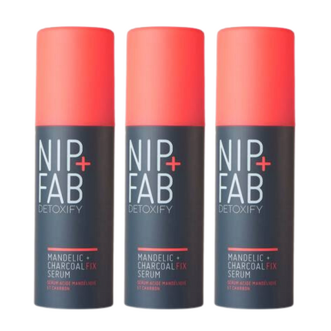 3 x NIP + FAB Detoxify Mandelic and Charcoal Fix Serum 50ml