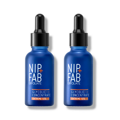 2 x NIP + FAB Exfoliate Glycolic Fix Concentration Extreme 10% 30ml - Brightening Booster Drops
