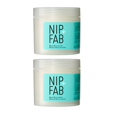 2 x NIP + FAB Hyaluronic Fix Extreme4 Hydration Micellar Daily Cleansing Pads - 60 Pads 80ml