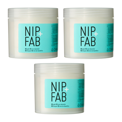3 x NIP + FAB Hyaluronic Fix Extreme4 Hydration Micellar Daily Cleansing Pads - 60 Pads 80ml