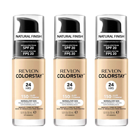 3 x Revlon Colorstay 24HRS Natural Finish For Normal Dry Skin SPF 20 - 150 Buff